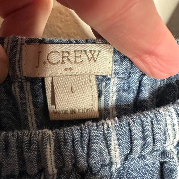 J. Crew Chambray Striped Off Shoulder dress Sz Large - Picture 7 of 8